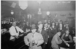 Walt Evanuk is behind the bar at Walt’s Cafe in 1934; 
