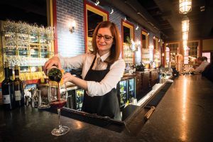 The extensive bar at Osteria in Moorestown