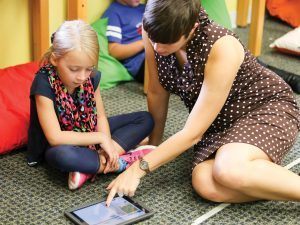 Liz Kahn teaches coding to kids in pre-school through 4th grade at Moorestown Friends School